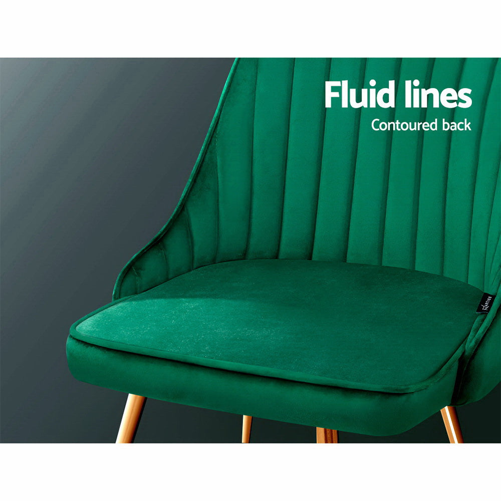 Artiss Velvet Fabric Dining Chairs Vintage (Set of 2) Green