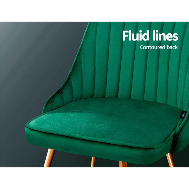 Artiss Velvet Fabric Dining Chairs Vintage (Set of 2) Green