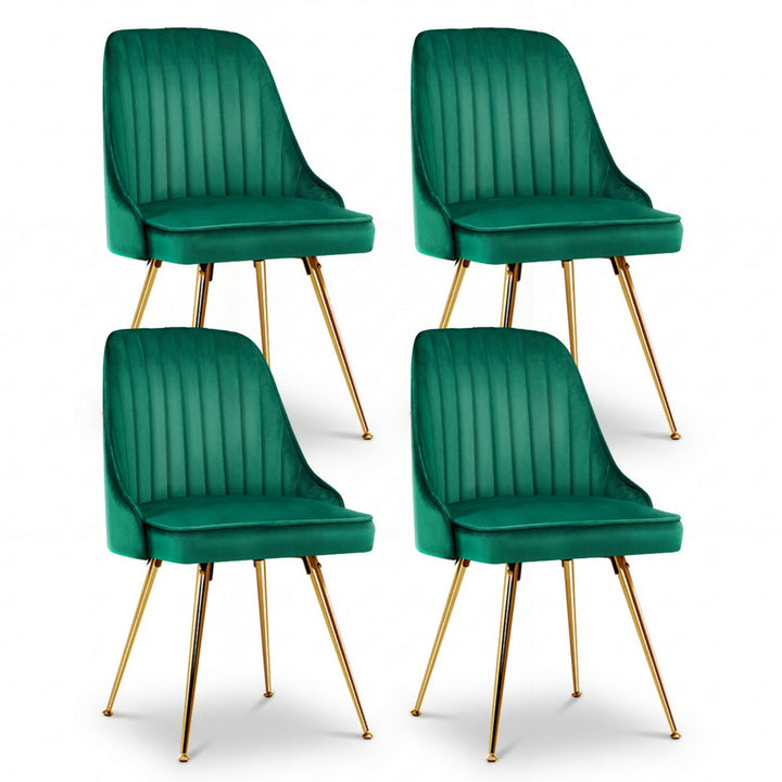 Artiss Velvet Fabric Dining Chairs Vintage (Set of 4) Green