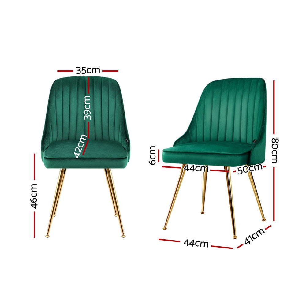 Artiss Velvet Fabric Dining Chairs Vintage (Set of 4) Green