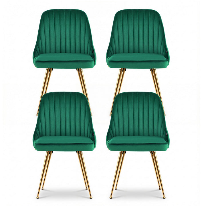 Artiss Velvet Fabric Dining Chairs Vintage (Set of 4) Green