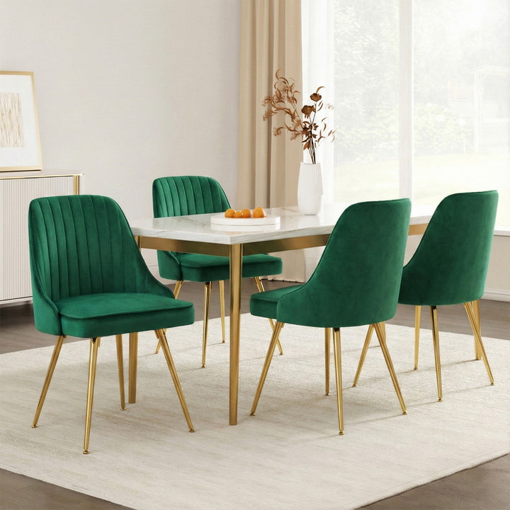 Artiss Velvet Fabric Dining Chairs Vintage (Set of 4) Green