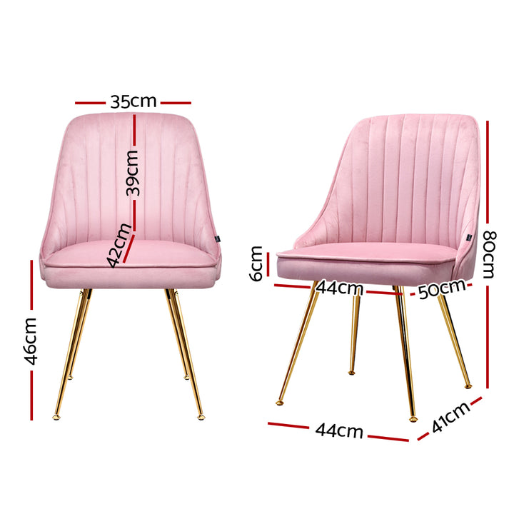 Artiss Velvet Fabric Dining Chairs Vintage (Set of 2) Pink