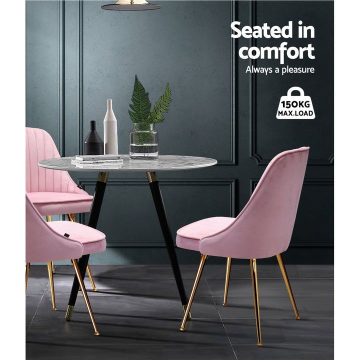 Artiss Velvet Fabric Dining Chairs Vintage (Set of 2) Pink