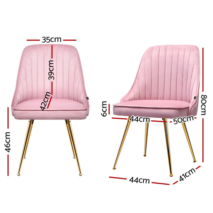 Artiss Velvet Fabric Dining Chairs Vintage (Set of 4) Pink