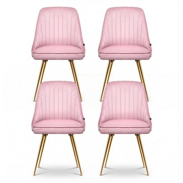 Artiss Velvet Fabric Dining Chairs Vintage (Set of 4) Pink