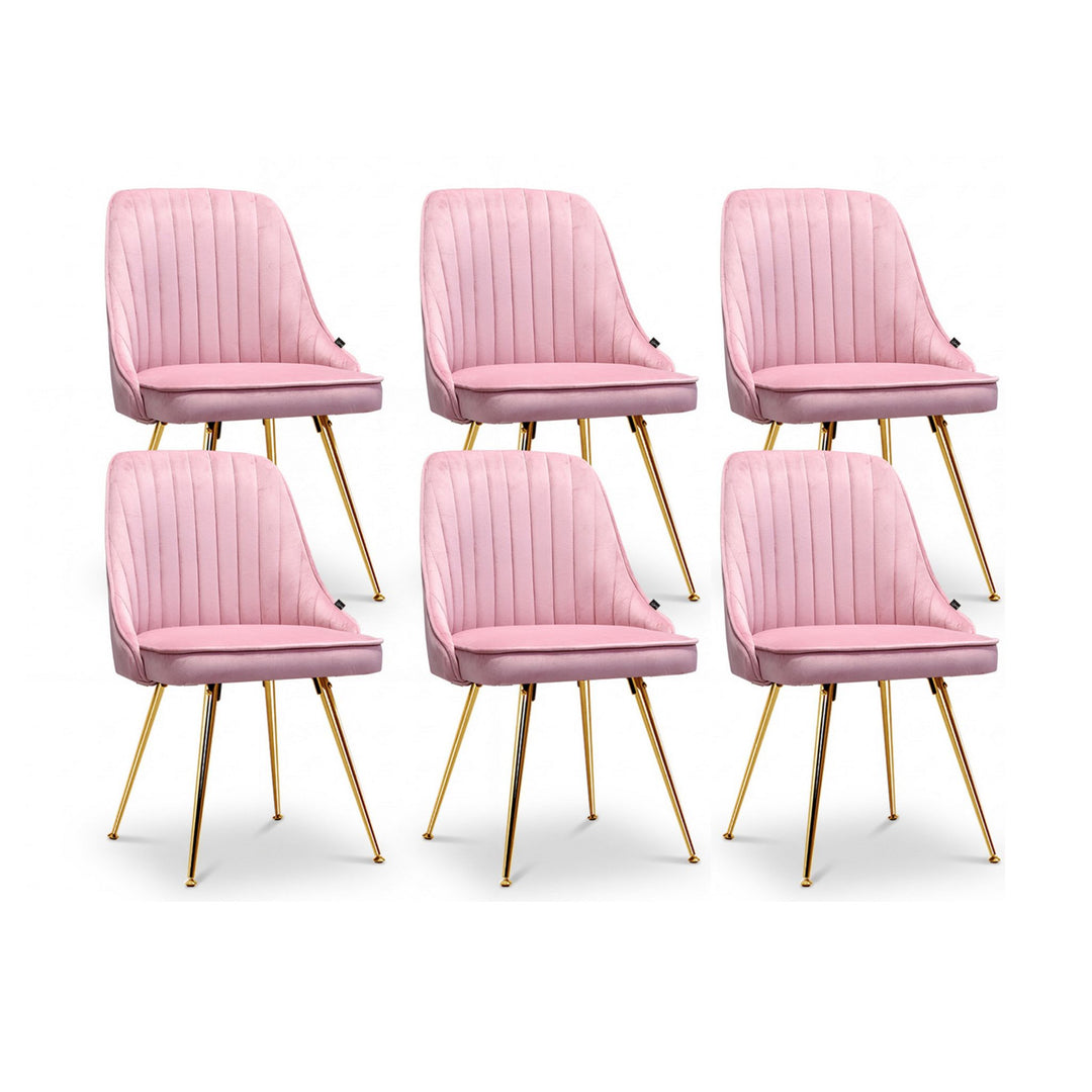 Artiss Velvet Fabric Dining Chairs Vintage (Set of 6) Pink