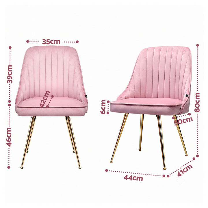 Artiss Velvet Fabric Dining Chairs Vintage (Set of 6) Pink