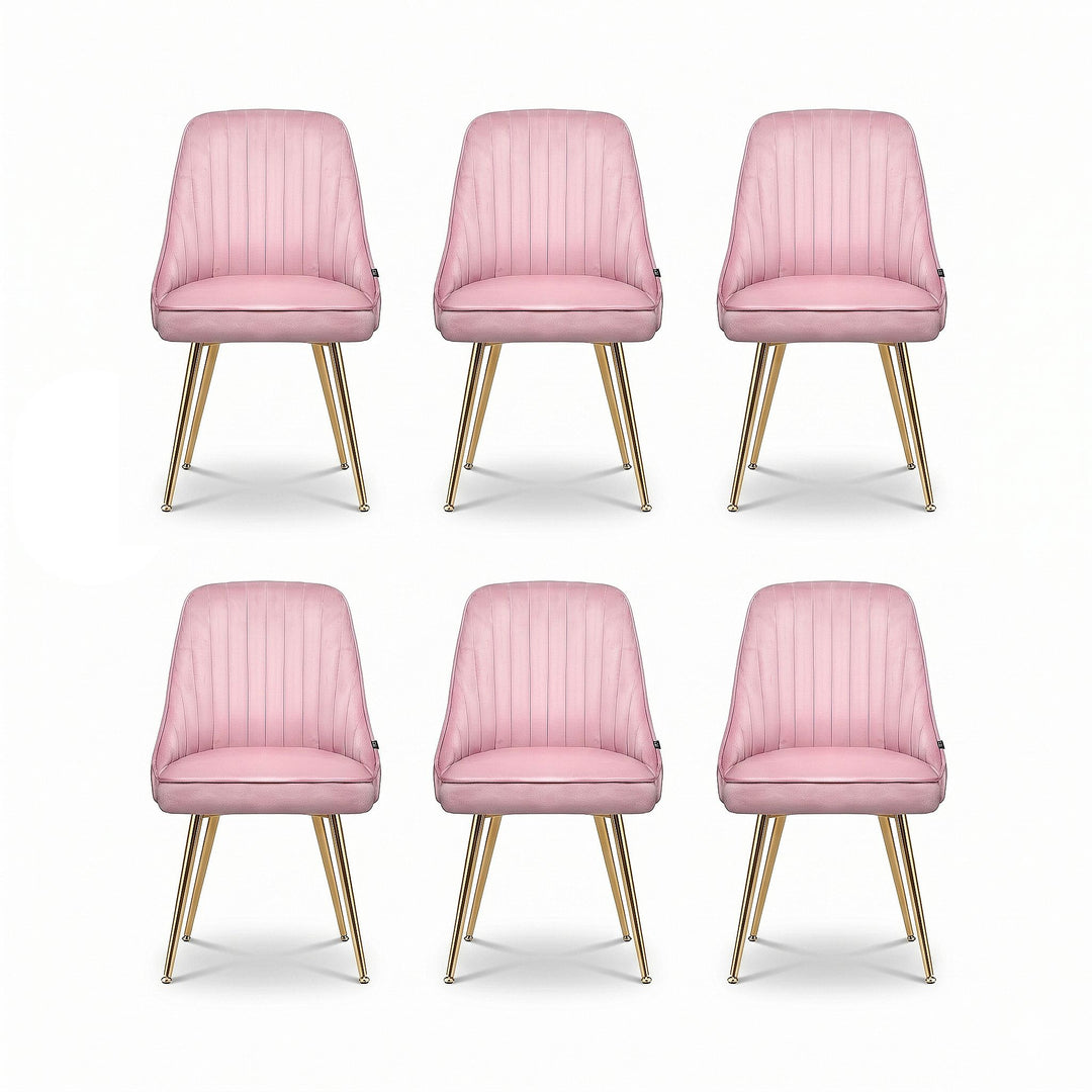 Artiss Velvet Fabric Dining Chairs Vintage (Set of 6) Pink