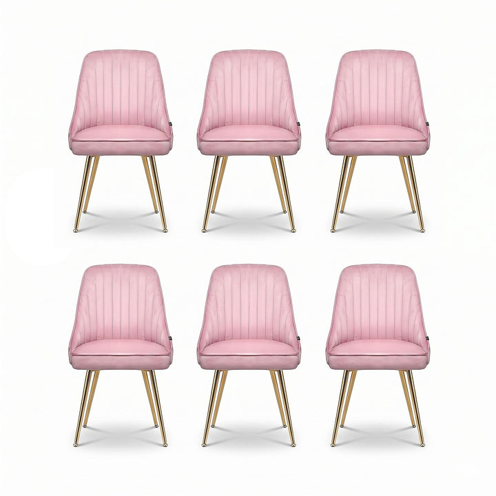 Artiss Velvet Fabric Dining Chairs Vintage (Set of 6) Pink