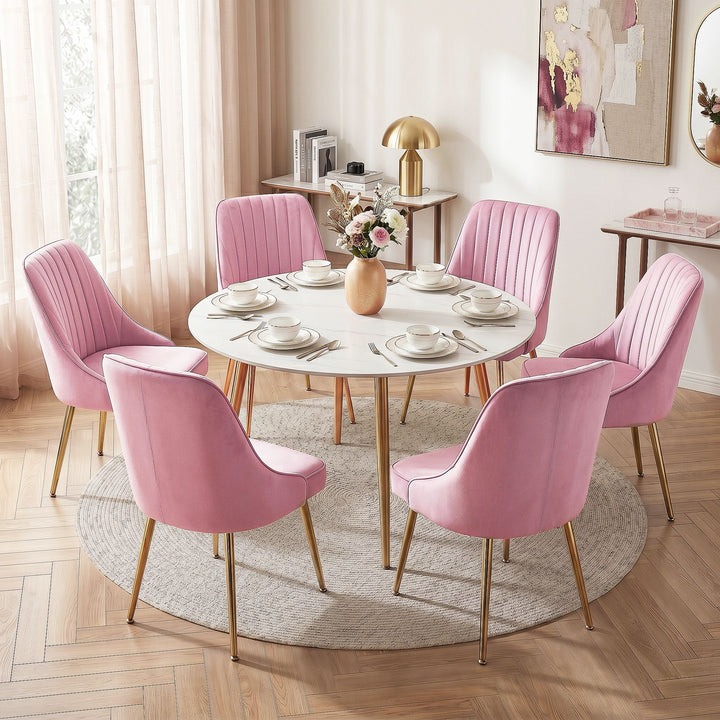 Artiss Velvet Fabric Dining Chairs Vintage (Set of 6) Pink