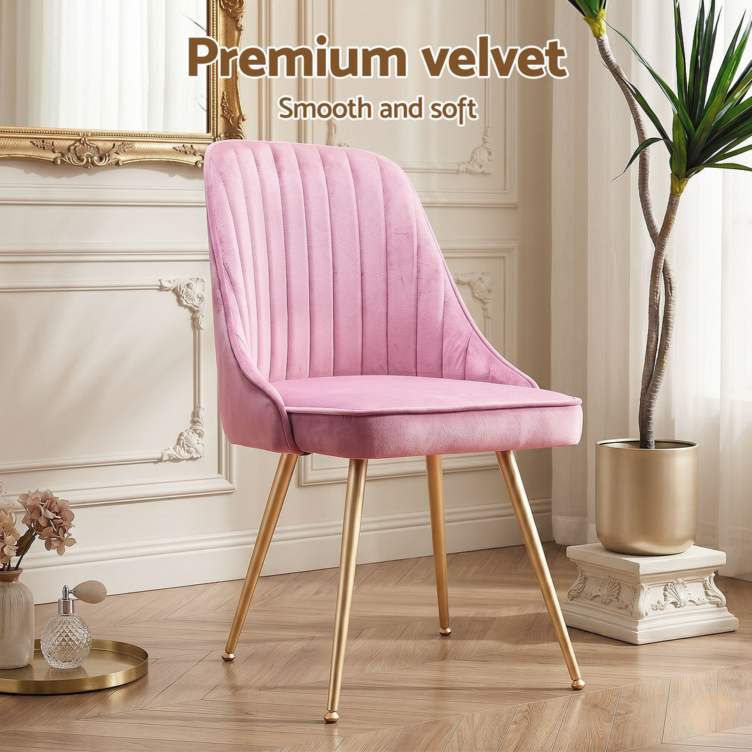 Artiss Velvet Fabric Dining Chairs Vintage (Set of 6) Pink