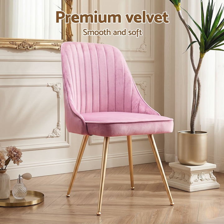 Artiss Velvet Fabric Dining Chairs Vintage (Set of 6) Pink