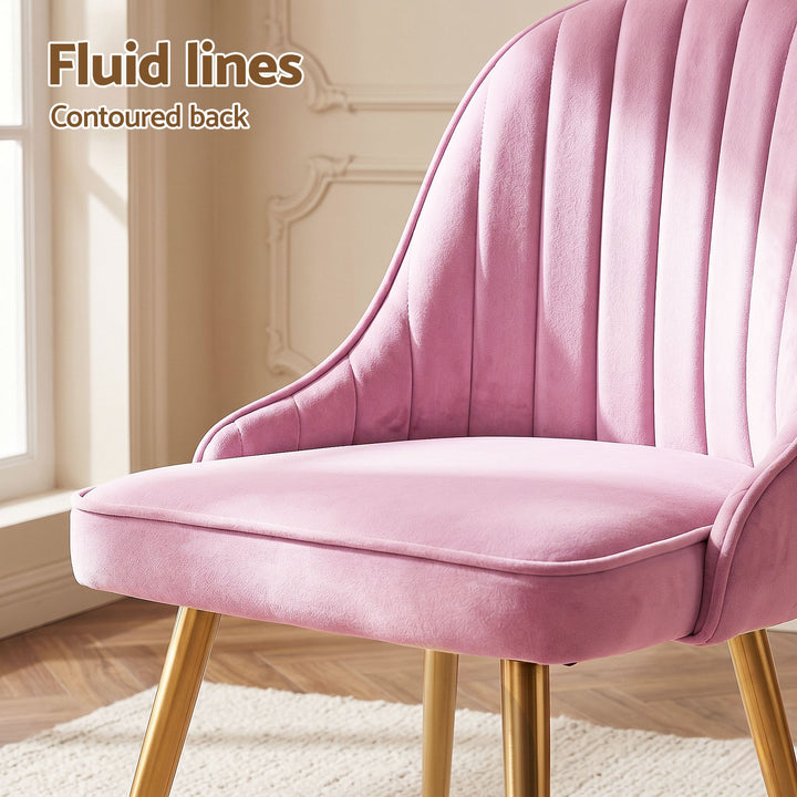 Artiss Velvet Fabric Dining Chairs Vintage (Set of 6) Pink
