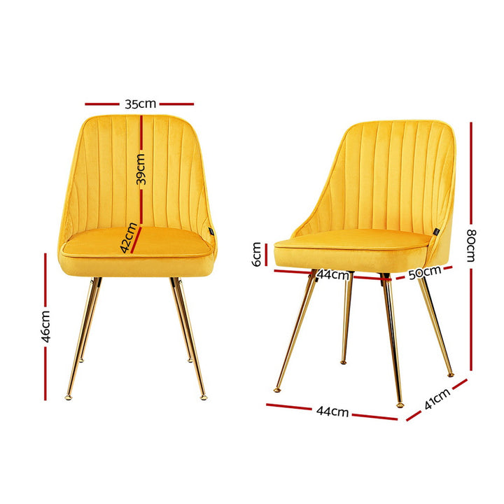 Artiss Velvet Fabric Dining Chairs Vintage (Set of 2) Mustard