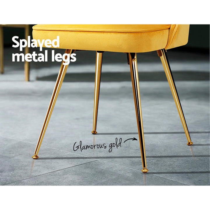 Artiss Velvet Fabric Dining Chairs Vintage (Set of 2) Mustard