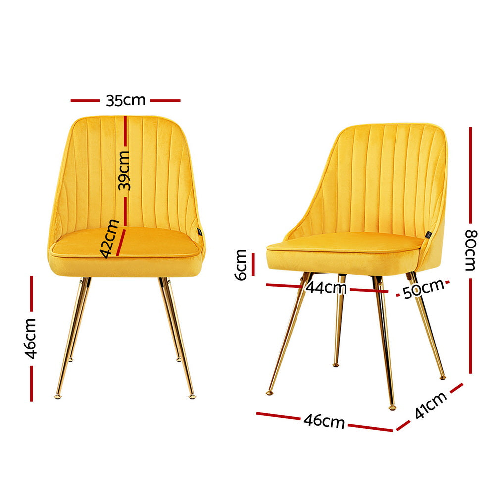 Artiss Velvet Fabric Dining Chairs Vintage (Set of 4) Mustard