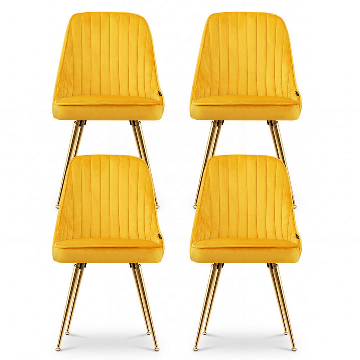 Artiss Velvet Fabric Dining Chairs Vintage (Set of 4) Mustard