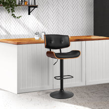 Load image into Gallery viewer, Morgan Leather Bar Stool Wooden Swivel (Set of 4) Black Frame