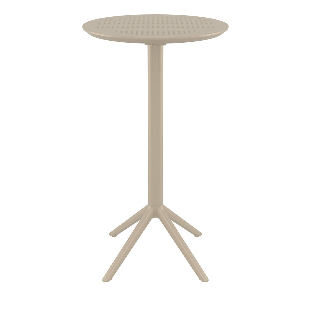Outdoor Bar Tables - Mika Outdoor Bar Table (Round Top) Taupe