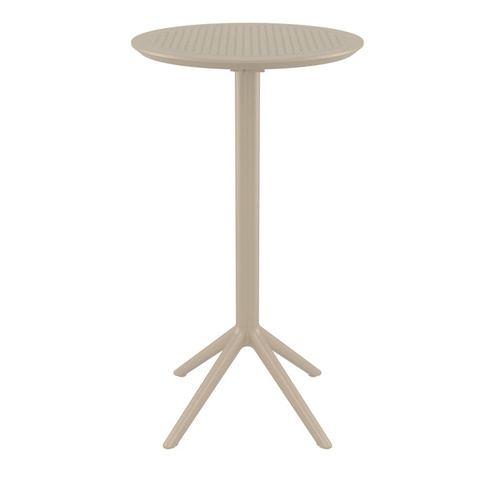 Outdoor Bar Tables - Mika Outdoor Bar Table (Round Top) Taupe
