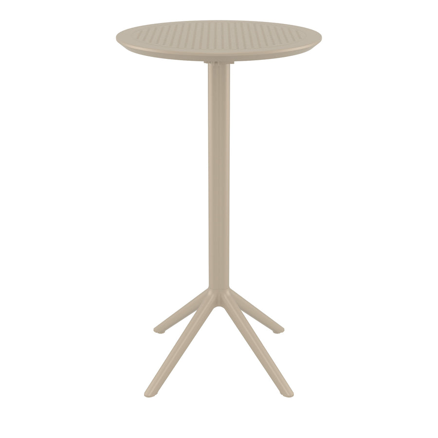 Outdoor Bar Tables - Mika Outdoor Bar Table (Round Top) Taupe