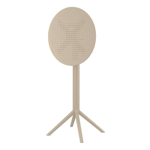 Outdoor Bar Tables - Mika Outdoor Bar Table (Round Top) Taupe