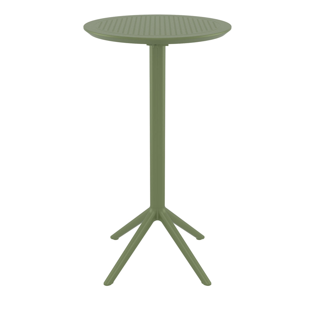 Outdoor Bar Tables - Mika Outdoor Bar Table (Round Top) Olive Green