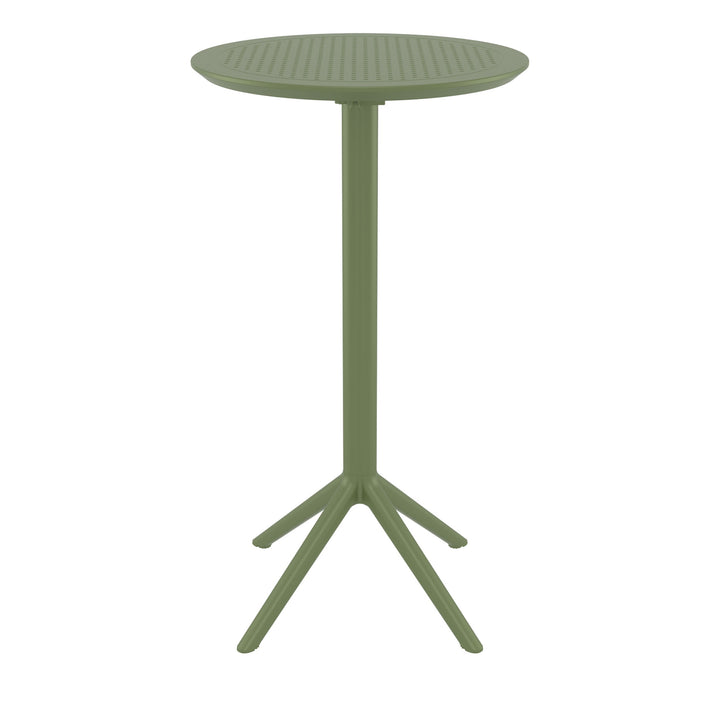 Outdoor Bar Tables - Mika Outdoor Bar Table (Round Top) Olive Green