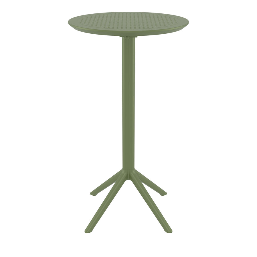Outdoor Bar Tables - Mika Outdoor Bar Table (Round Top) Olive Green