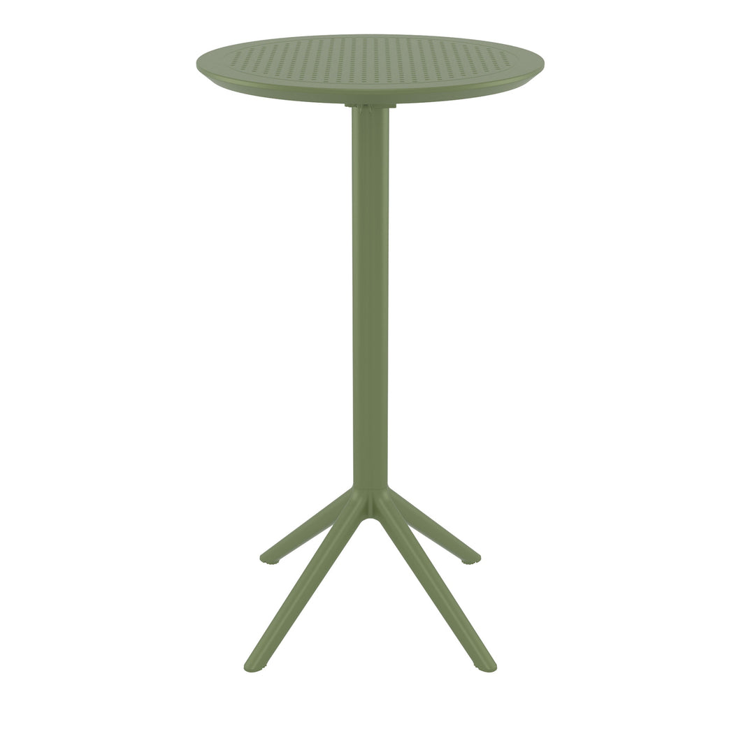 Outdoor Bar Tables - Mika Outdoor Bar Table (Round Top) Olive Green