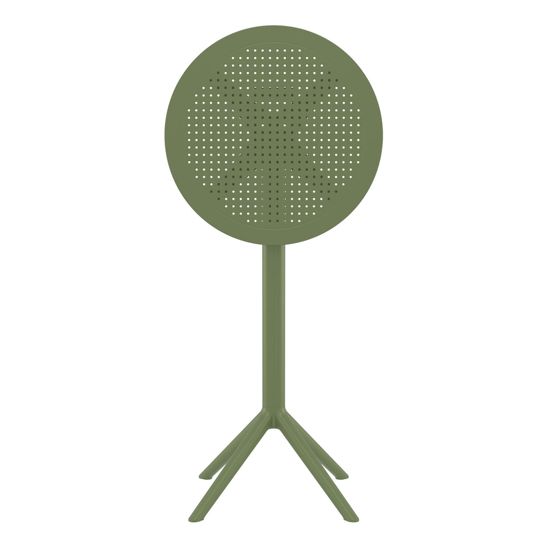 Outdoor Bar Tables - Mika Outdoor Bar Table (Round Top) Olive Green