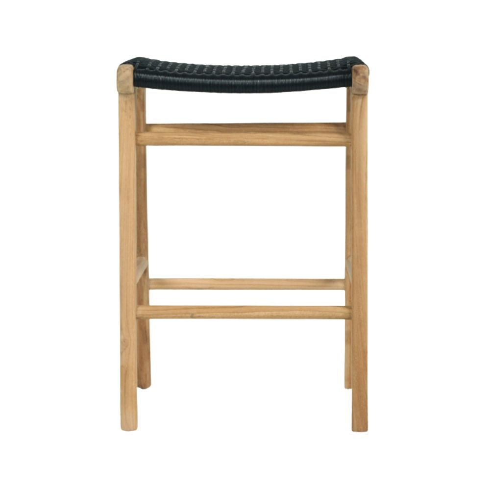 Bar Stools - Kai Wooden Counter Stool Backless Black 65cm