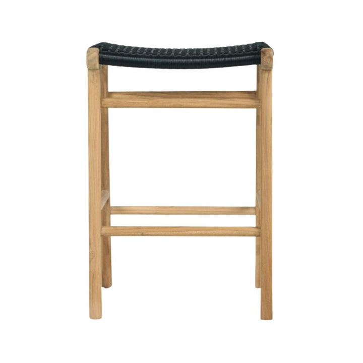 Bar Stools - Kai Wooden Counter Stool Backless Black 65cm