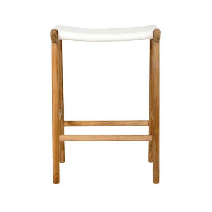 Bar Stools - Karina Leather Counter Stool Backless (Flat) White 65cm