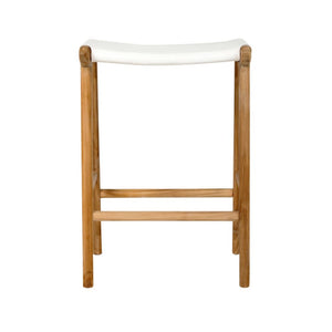 Bar Stools - Karina Leather Counter Stool Backless (Flat) White 65cm