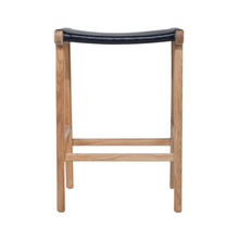 Load image into Gallery viewer, Bar Stools - Karina Leather Counter Stool Backless (Flat) Black 65cm