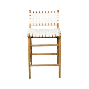 Bar Stools - Karina Leather Counter Stool (Woven) White 65cm
