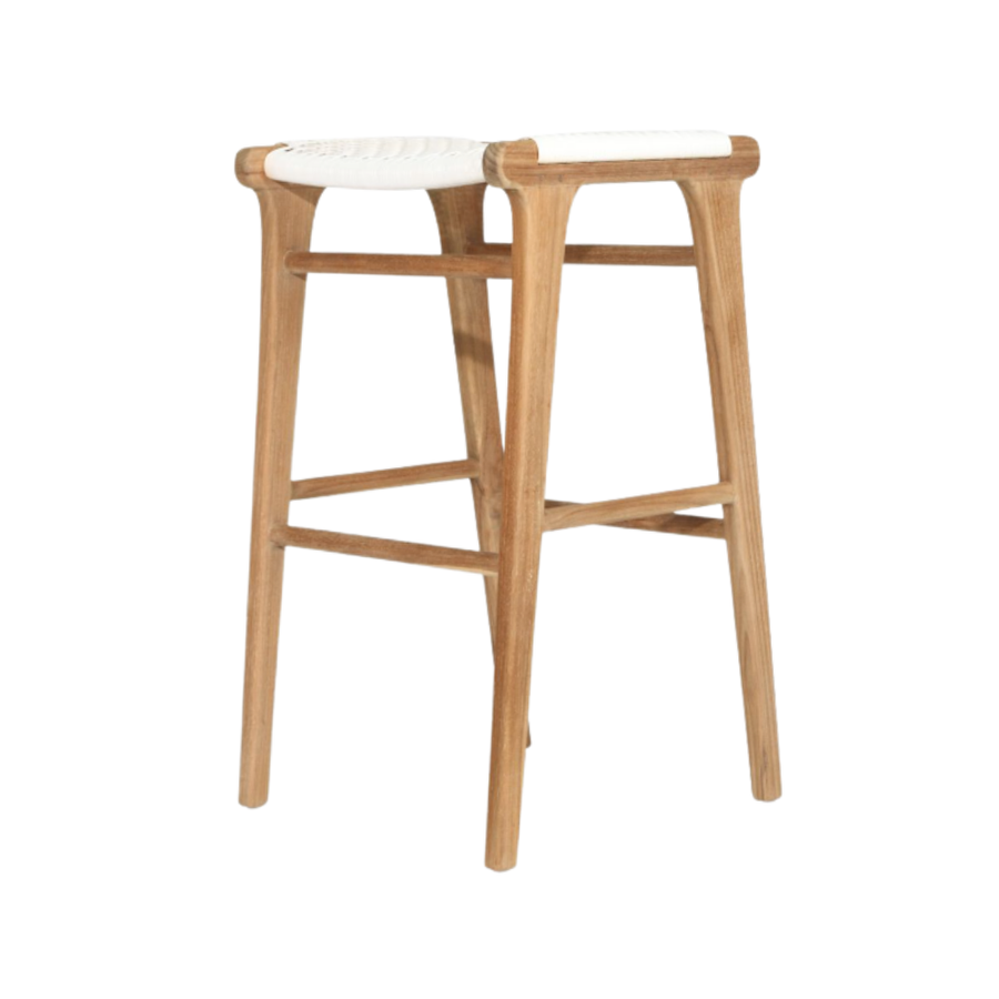 Bar Stools - Kai Wooden Bar Stool Backless White 75cm