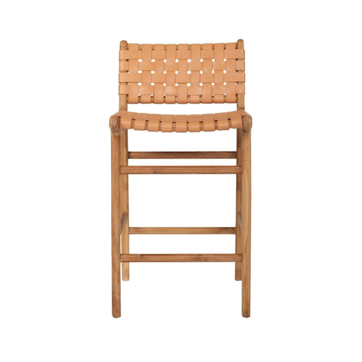 Bar Stools - Karina Leather Counter Stool (Woven) Natural 65cm