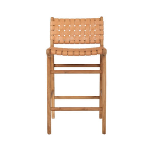 Bar Stools - Karina Leather Counter Stool (Woven) Natural 65cm
