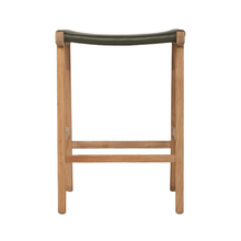 Load image into Gallery viewer, Bar Stools - Karina Leather Counter Stool Backless (Flat) Olive 65cm
