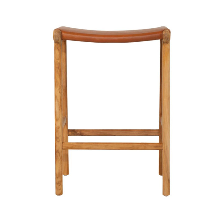 Bar Stools - Karina Leather Counter Stool Backless (Flat) Tan 65cm