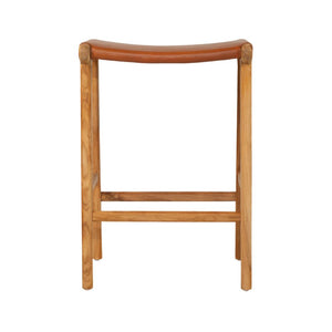 Bar Stools - Karina Leather Counter Stool Backless (Flat) Tan 65cm