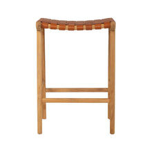 Load image into Gallery viewer, Bar Stools - Karina Leather Counter Stool Backless (Woven) Tan 65cm