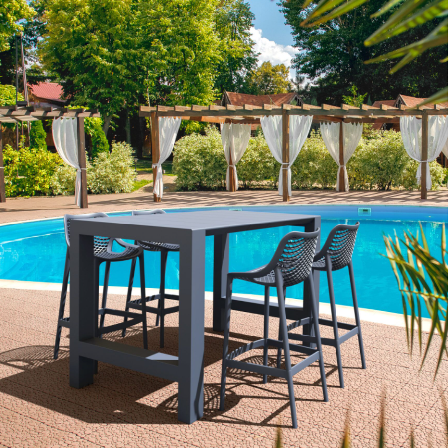 Outdoor Bar Table Sets - Chicago + Aero Outdoor Bar Set (5 Piece) Anthracite