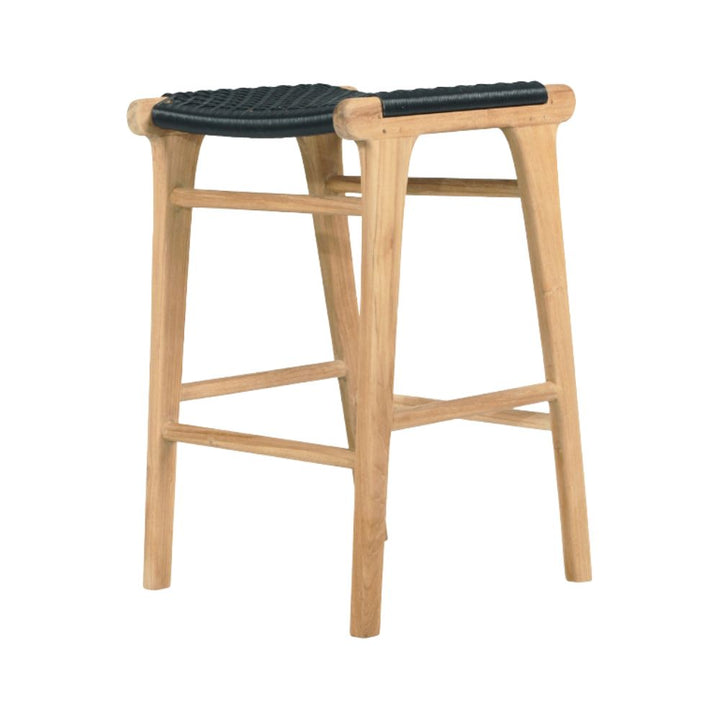Bar Stools - Kai Wooden Counter Stool Backless Black 65cm