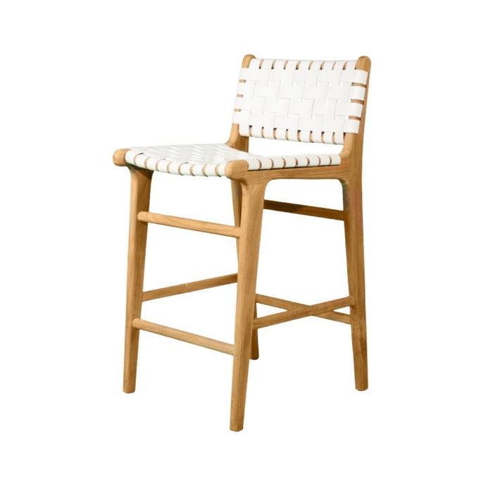 Bar Stools - Karina Leather Counter Stool (Woven) White 65cm