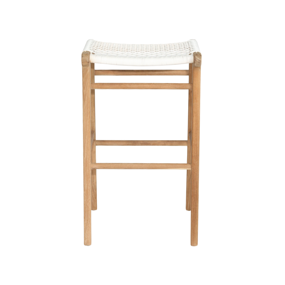 Bar Stools - Kai Wooden Bar Stool Backless White 75cm