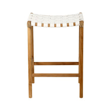 Load image into Gallery viewer, Bar Stools - Karina Leather Counter Stool Backless (Woven) White 65cm
